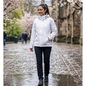 Columbia Omni-Tech Interchange Spring Rain Jacket M Soft White/Green Waterproof